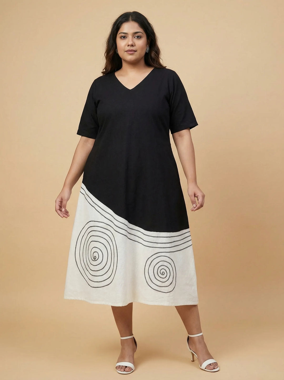 Black A-Line Cotton Resort Wear Dress