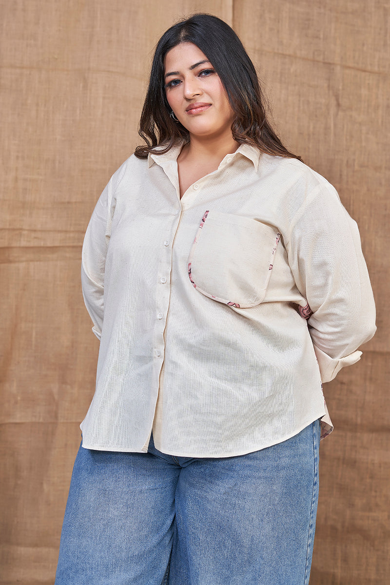 Off-white pure cotton shirt for women