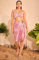 Swimwear Pink Cover Up Sarong with Bustier Crop Top Set