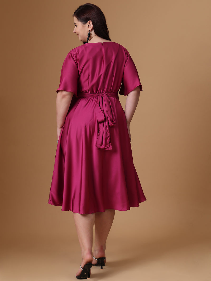 Velvet Satin Rani Straight Dress For Women Back Side Design