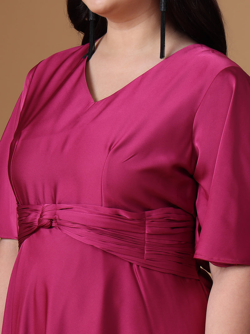 Velvet Satin Rani Straight Dress For Women Close up Design