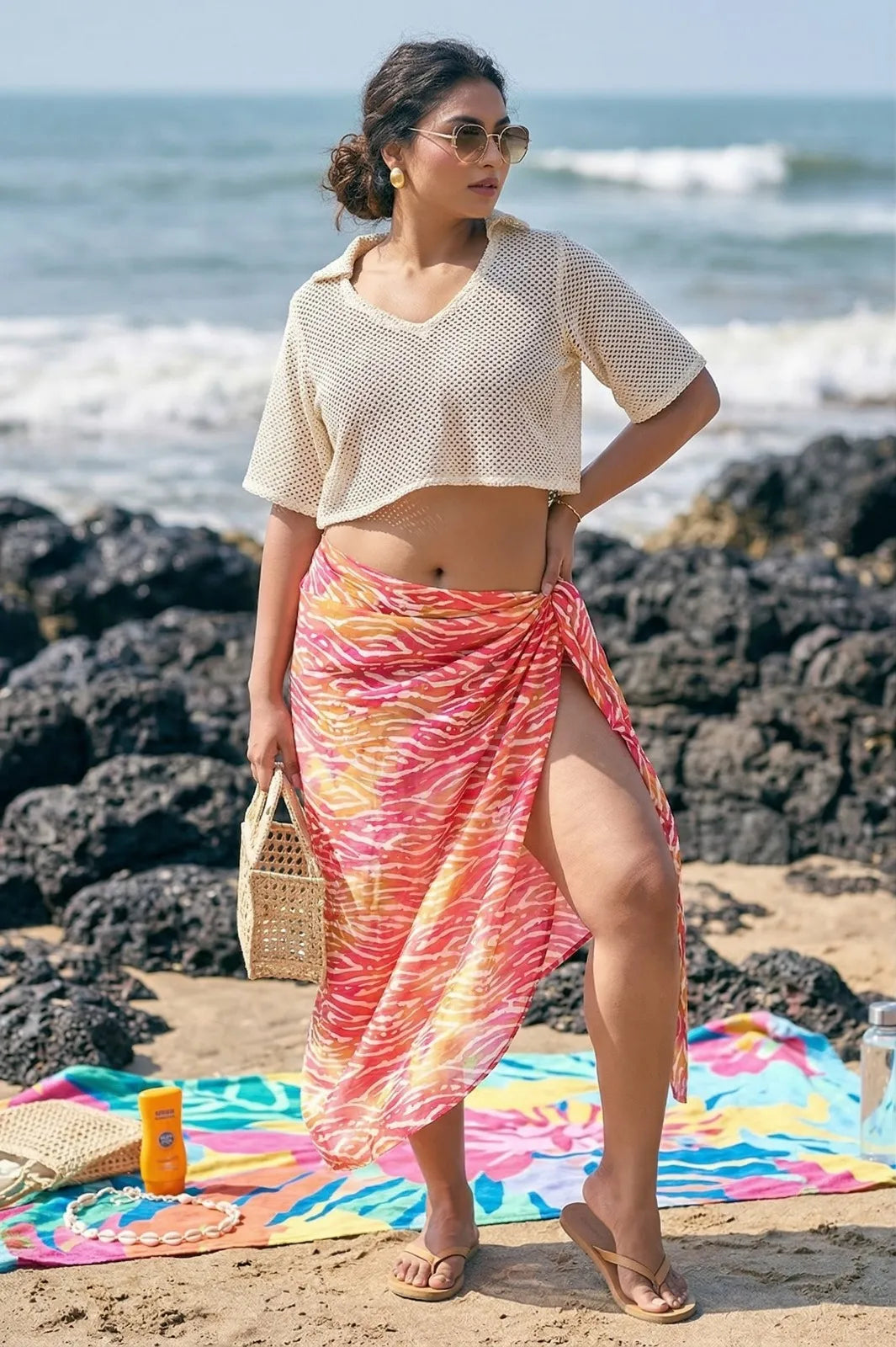 Curveylane's multicolor stylish beachwear bikini coverup