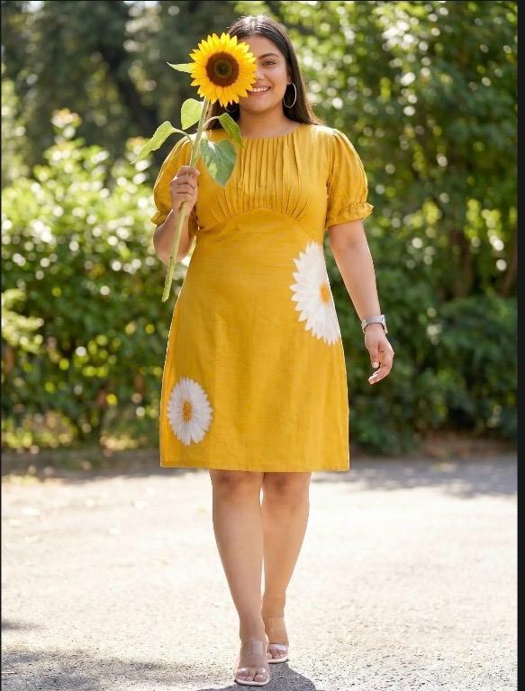 Plus Size Hand Painted Quirky A Line Summer Dress