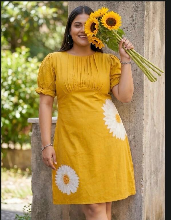 Plus Size Hand Painted Quirky A Line Summer Dress