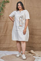 White Casual Cotton Dress With Embroidery