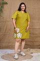 Yellow plus size A-line dress for women