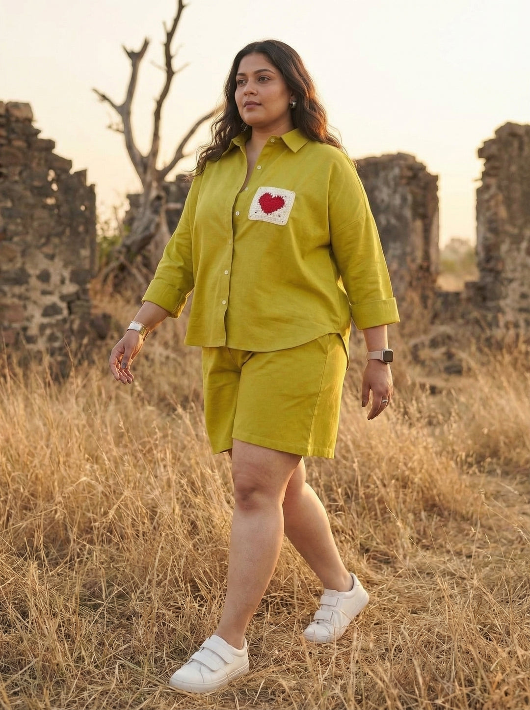 Casual resort wear with yellow skort