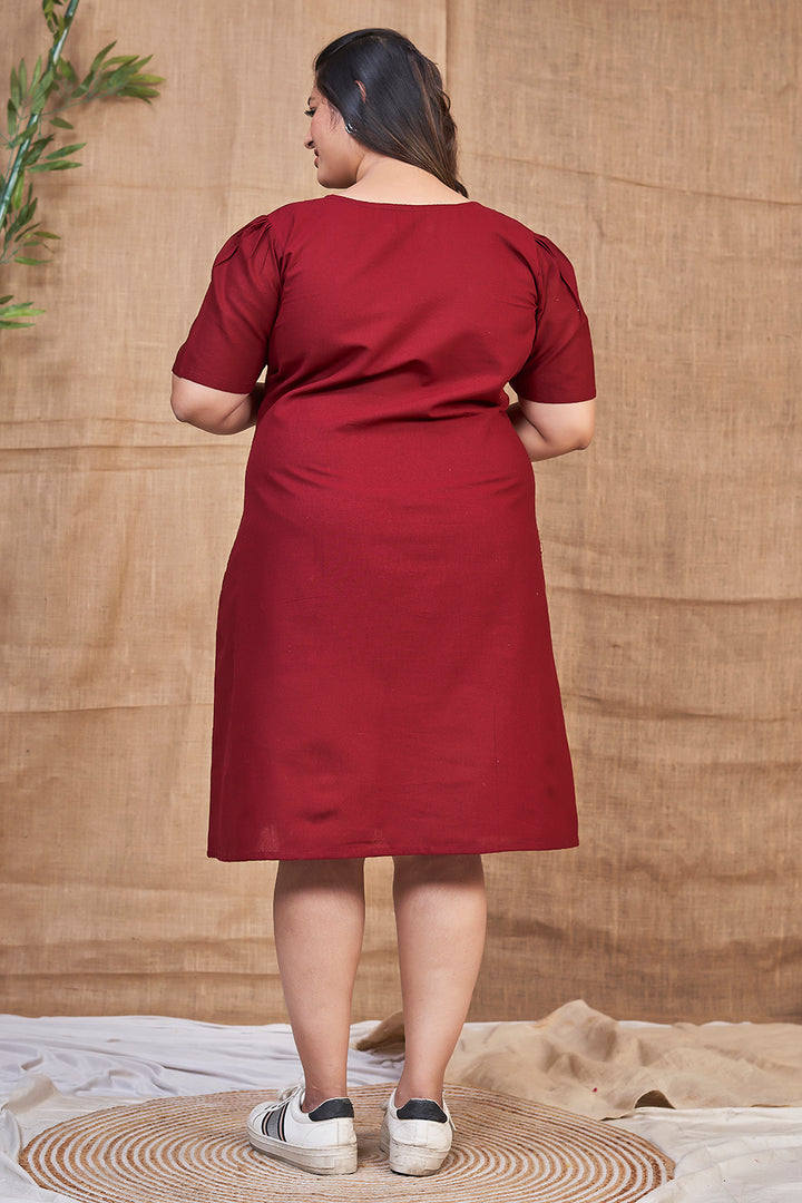 Maroon summer plus size dress