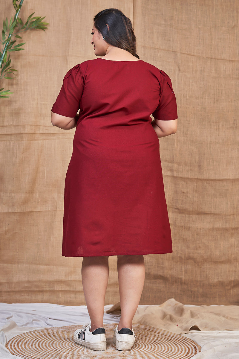 Maroon Summer Plus Size Dress