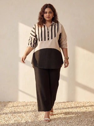 Black & White Colour Block Stripe Top