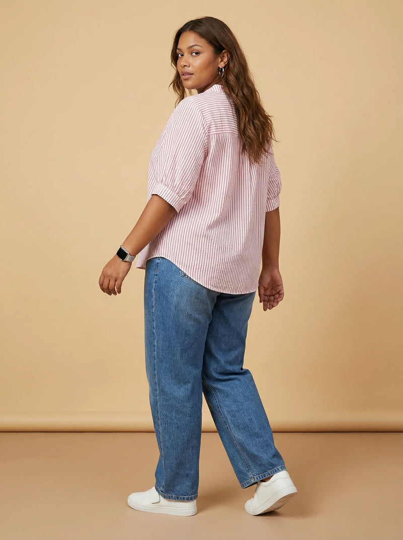 Pink Polka Dot Boat Neck Top