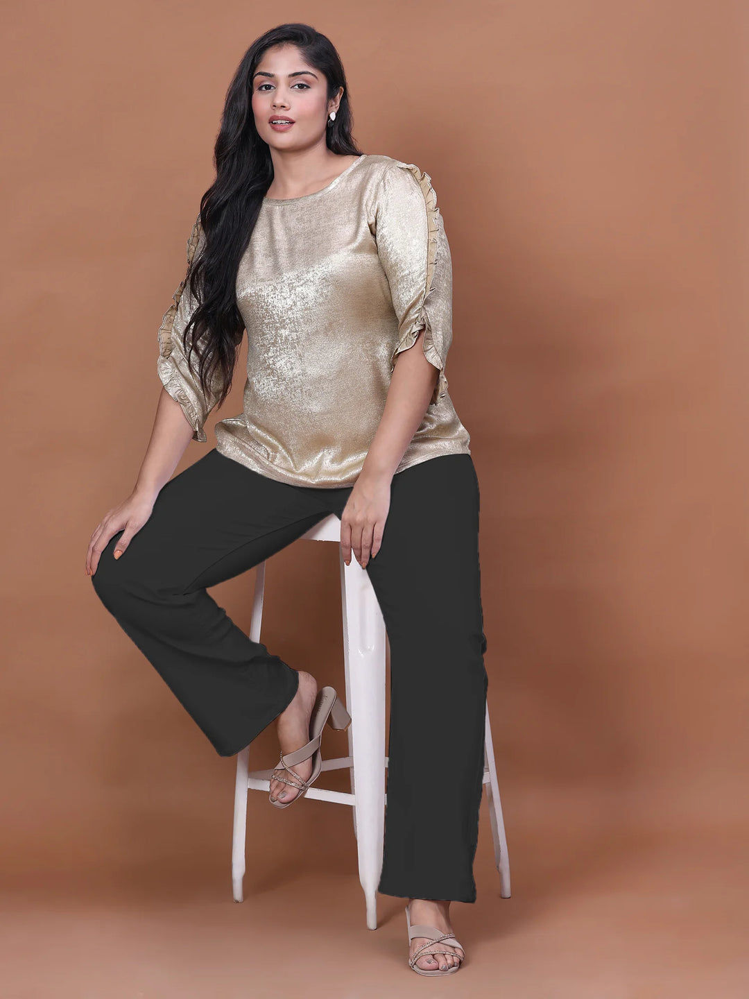 Golden shimmer top for women