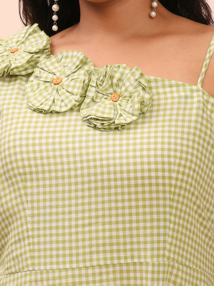 Sage green cotton dress for summer