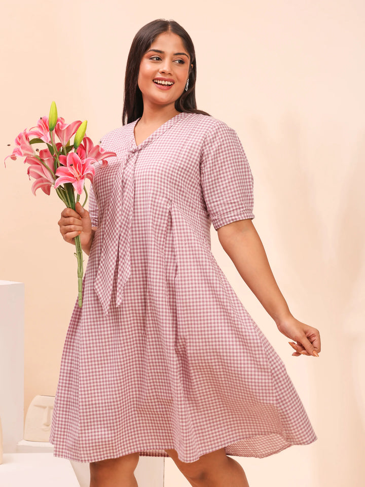 Purple cotton casual summer dress