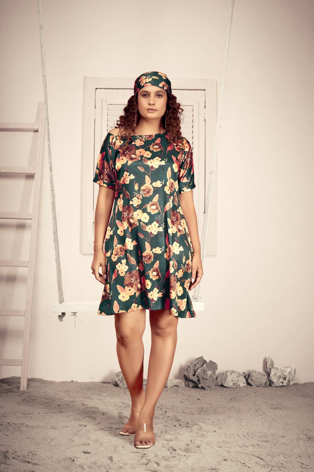 Summer Wear One Shoulder Floral Printed Dress - Curvy Lane