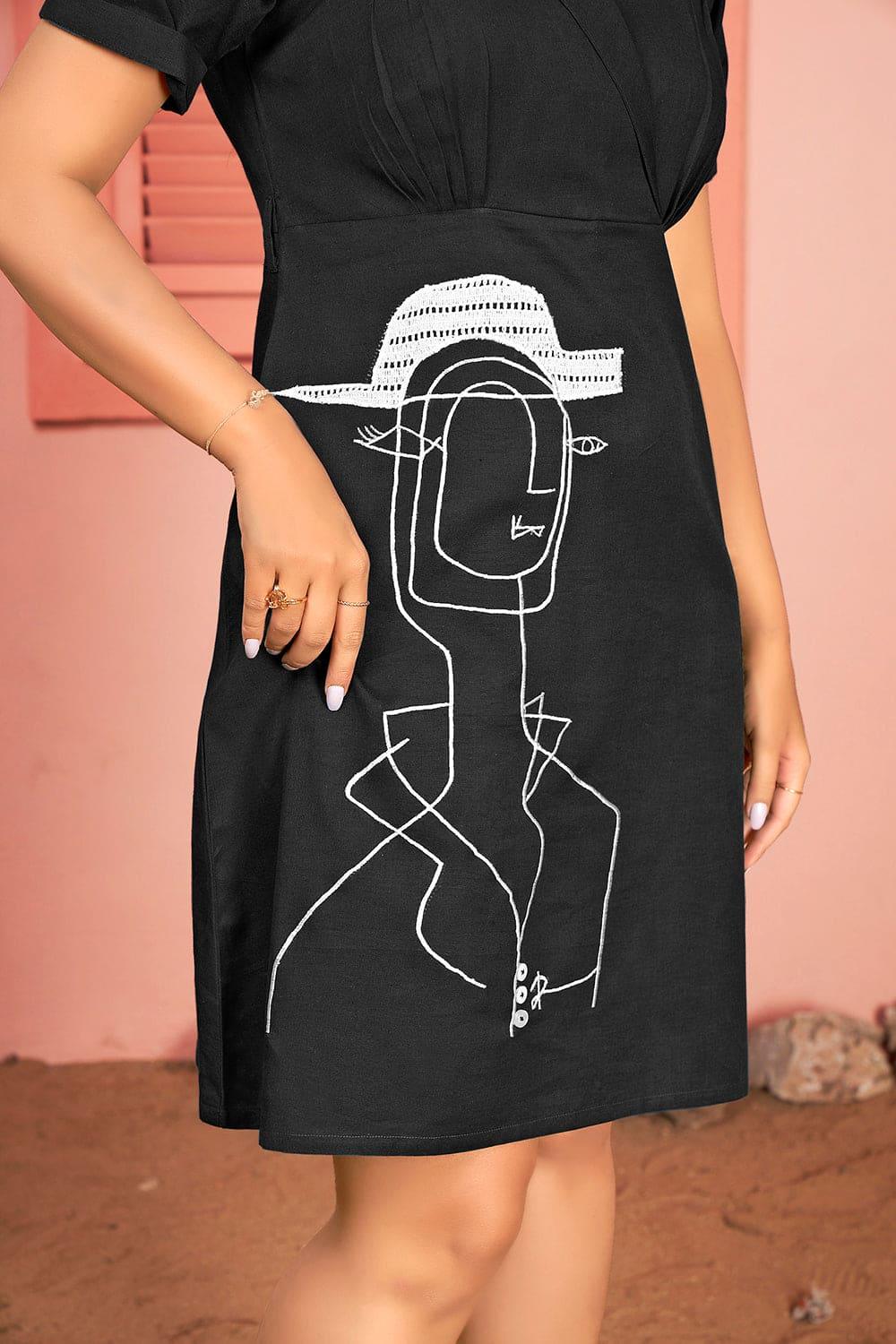 Embroidered Cotton Quirky A Line Summer Dress - Curvy Lane