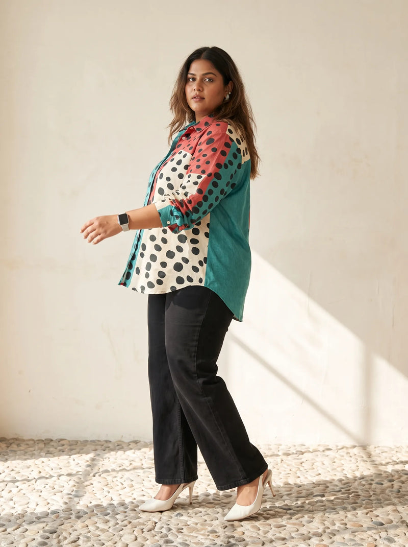 Polka Dot Printed Rayon Cotton Top