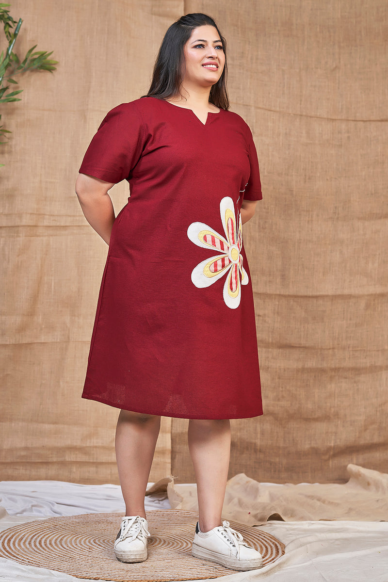 Maroon Summer Plus Size Dress