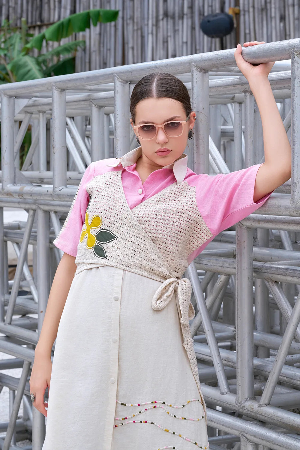 Pink & Ivory western dress design for women