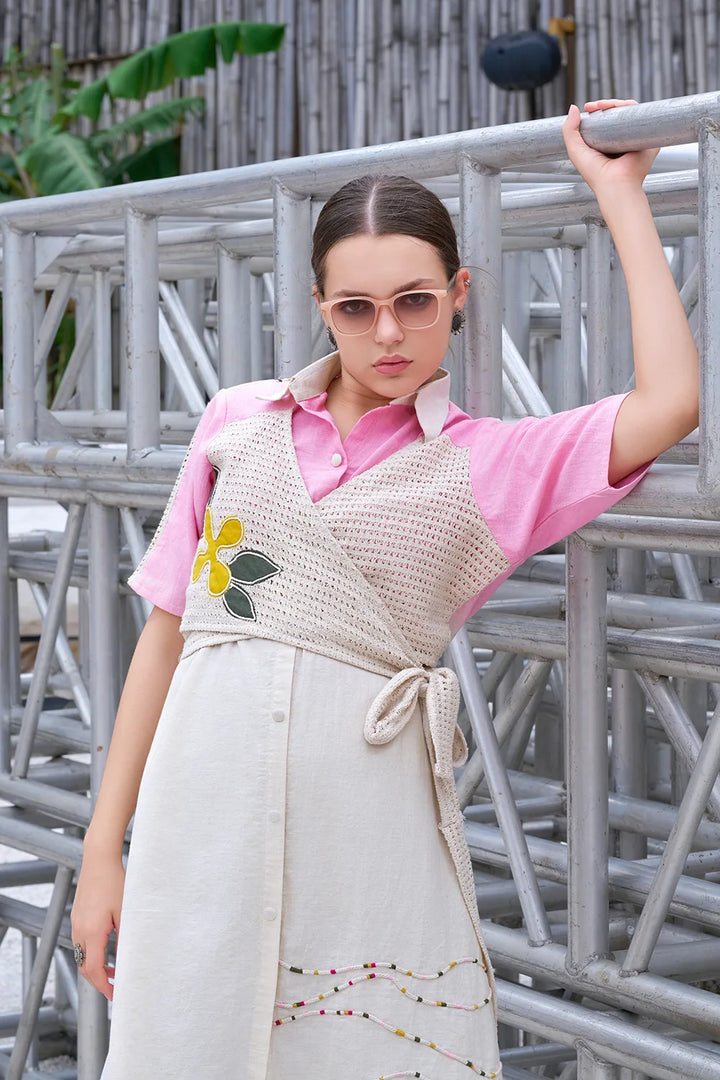 Pink & Ivory western dress design for women