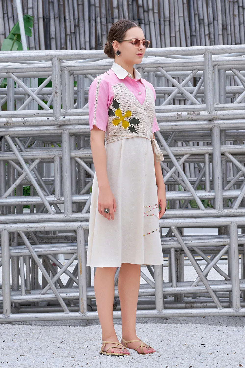 Pink & Ivory western dress design for women