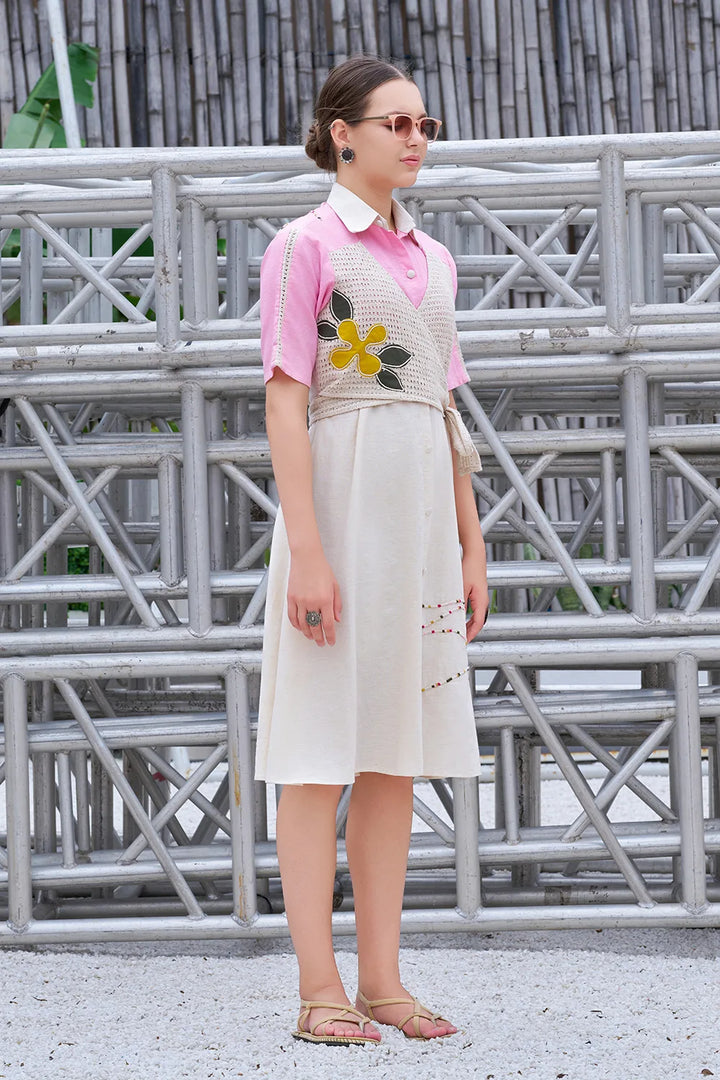 Pink & Ivory western dress design for women
