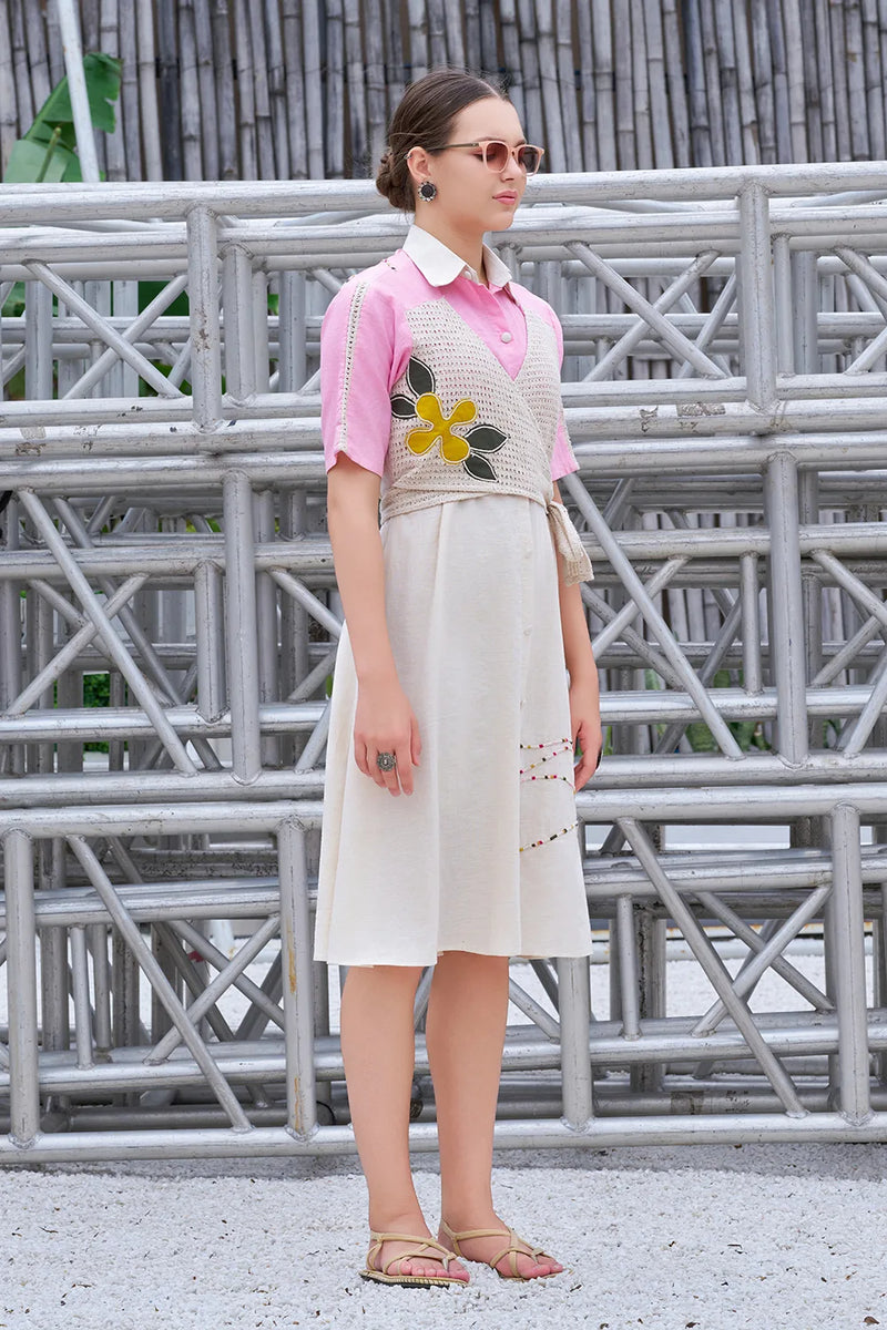 Pink & Ivory western dress design for women