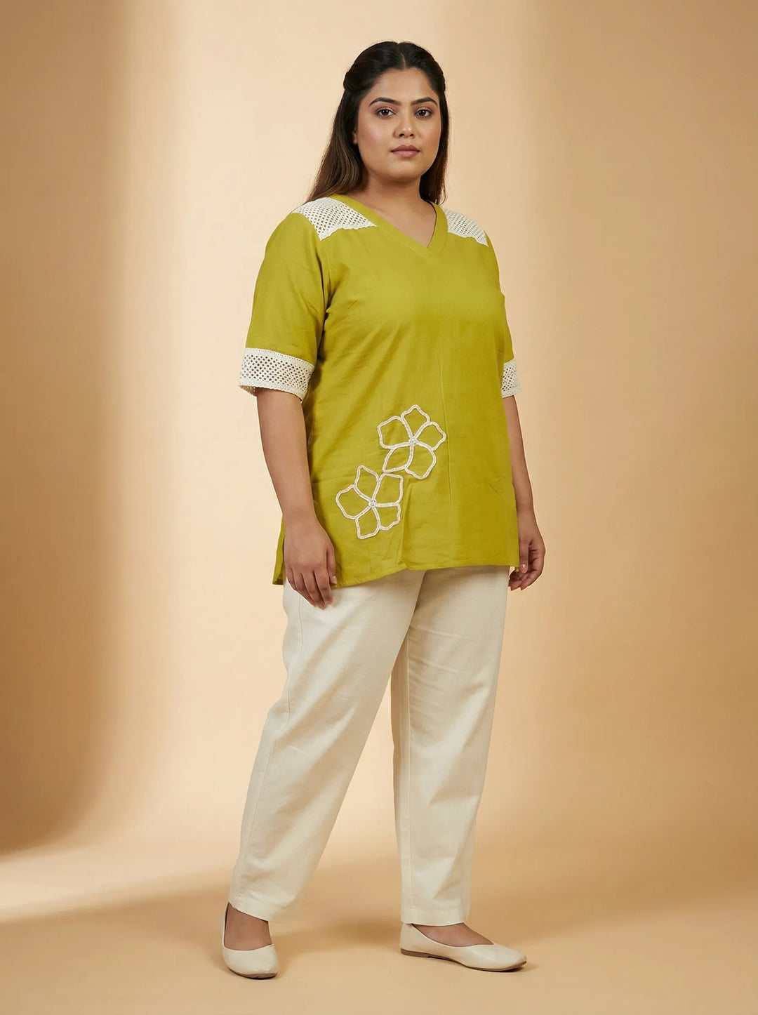 Parrot Green Cotton Top For Women