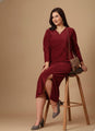Red Metallic Straight Party WearDress
