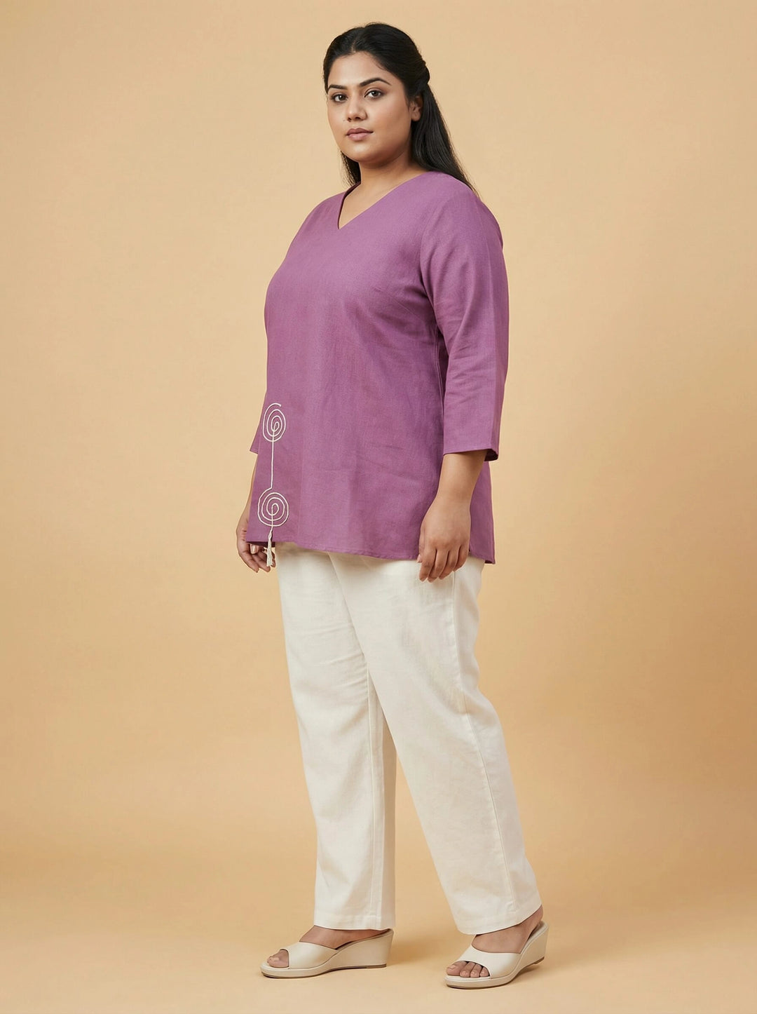 Mauve Cotton Dori Work Casual Top Women