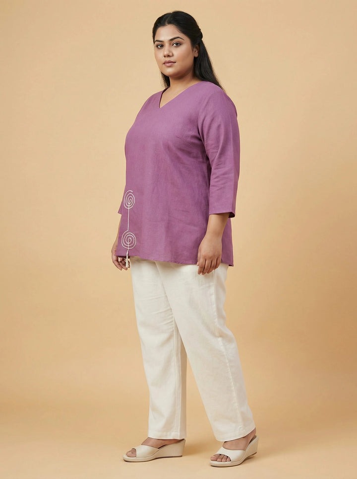 Mauve Cotton Dori Work Casual Top Women