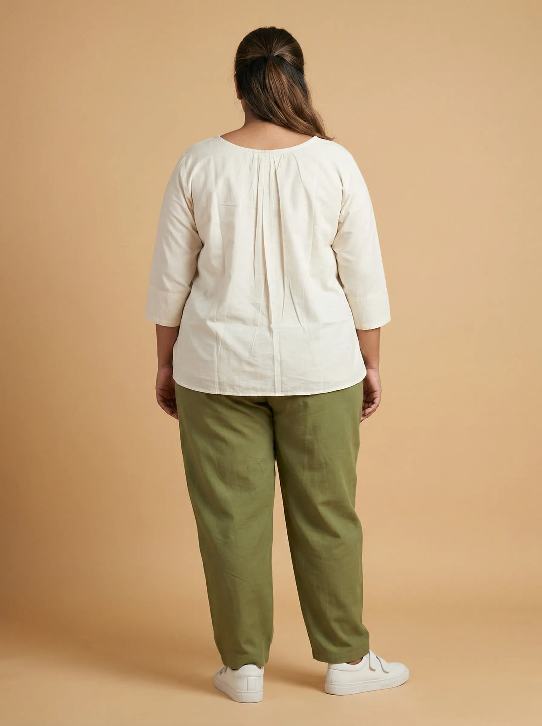 Off White Cord Work Cotton Top