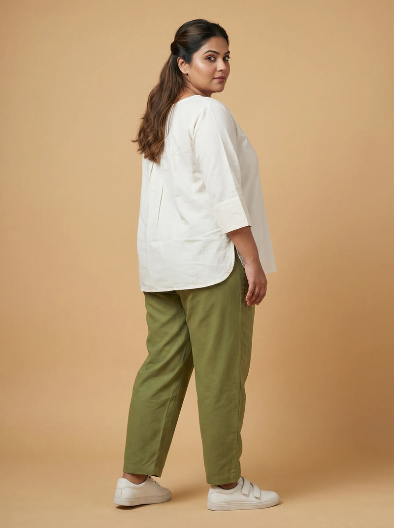 Off White Cord Work Cotton Top