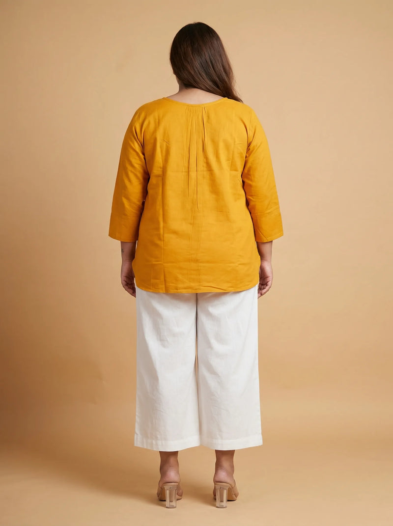 Mustard Yellow Casual Top for Curvy Women