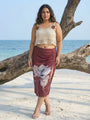 Curvylane's beachwear floral brown sarong & off-white crop top