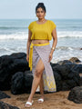 Yellow top and tie-up sarong summer beach wear for ladies