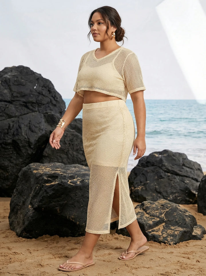 Off White Straight Skirt with Matching Top