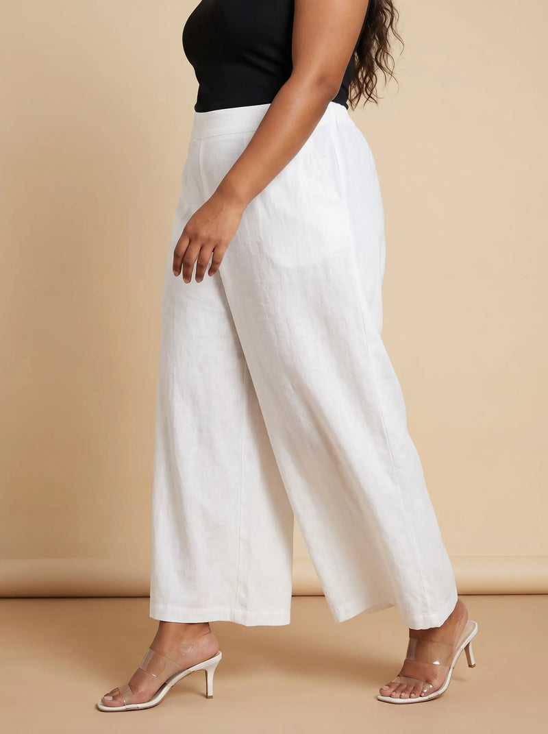 White Stylish Wide Leg Pant for Women