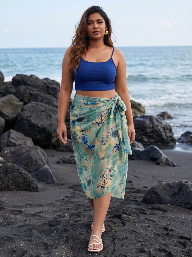 Green Floral Printed Sarong