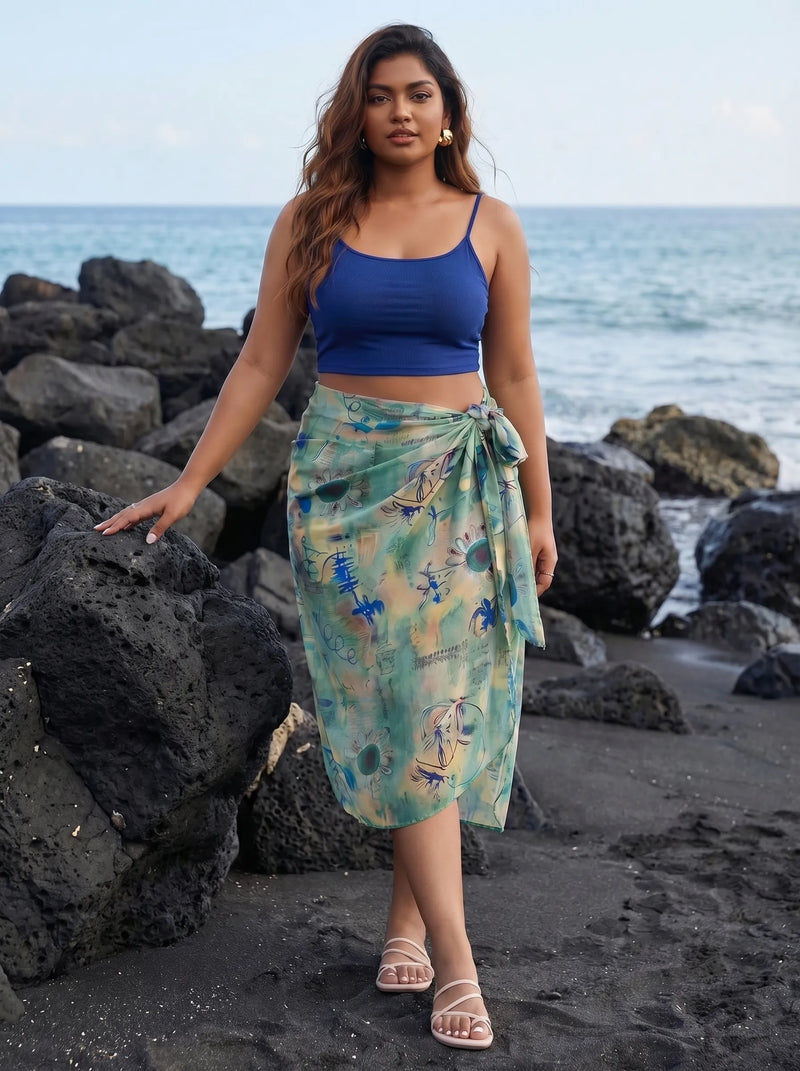 Green Floral Printed Sarong
