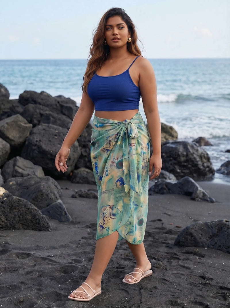 Green Floral Printed Sarong