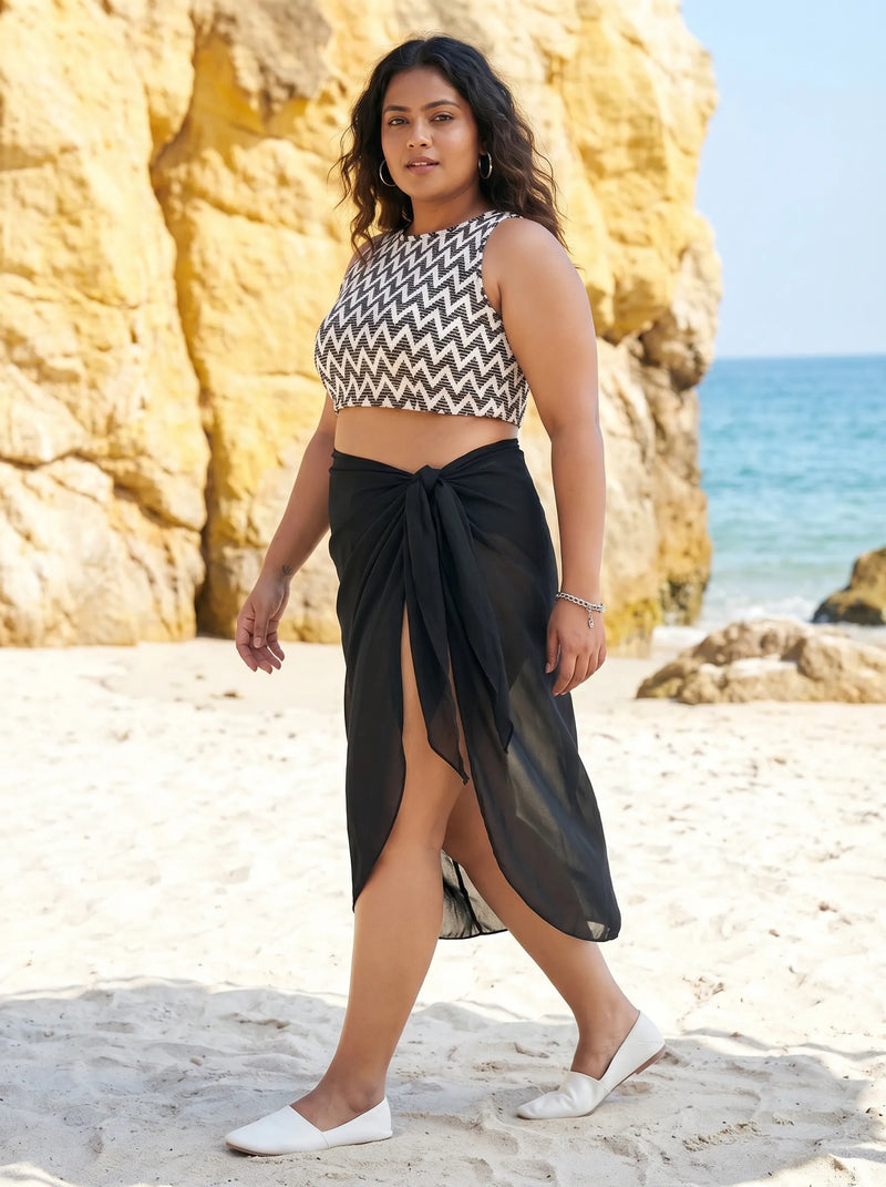 Black Solid Pattern Sarong