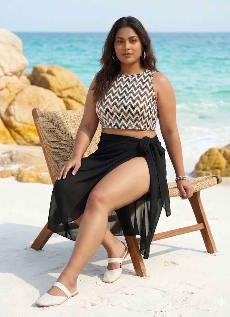 Black Solid Pattern Sarong