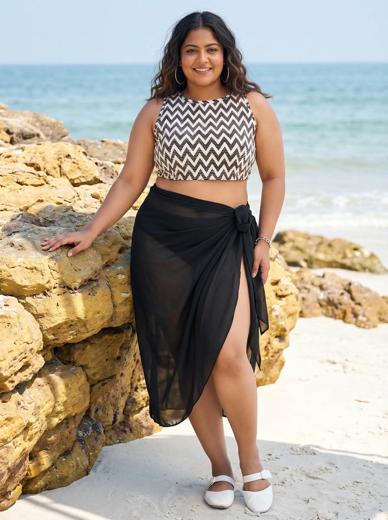 Black Solid Pattern Sarong