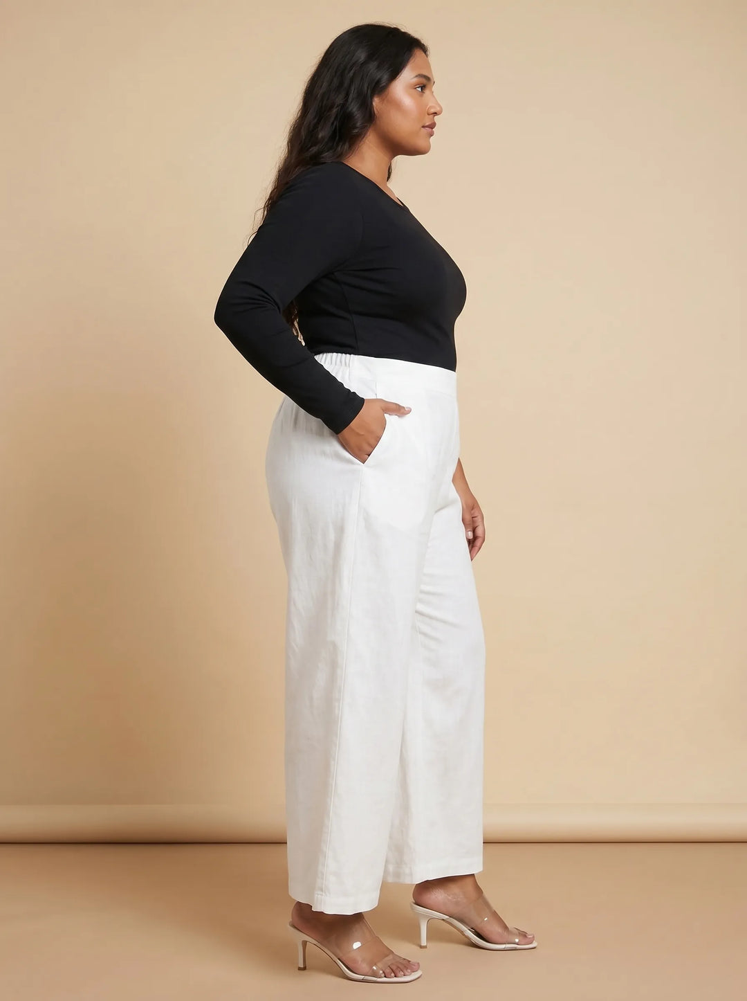 White Stylish Wide Leg Pant for Women