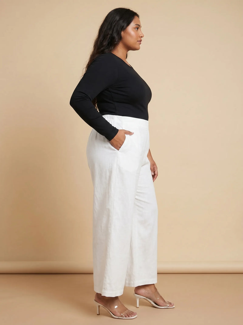 White Stylish Wide Leg Pant for Women