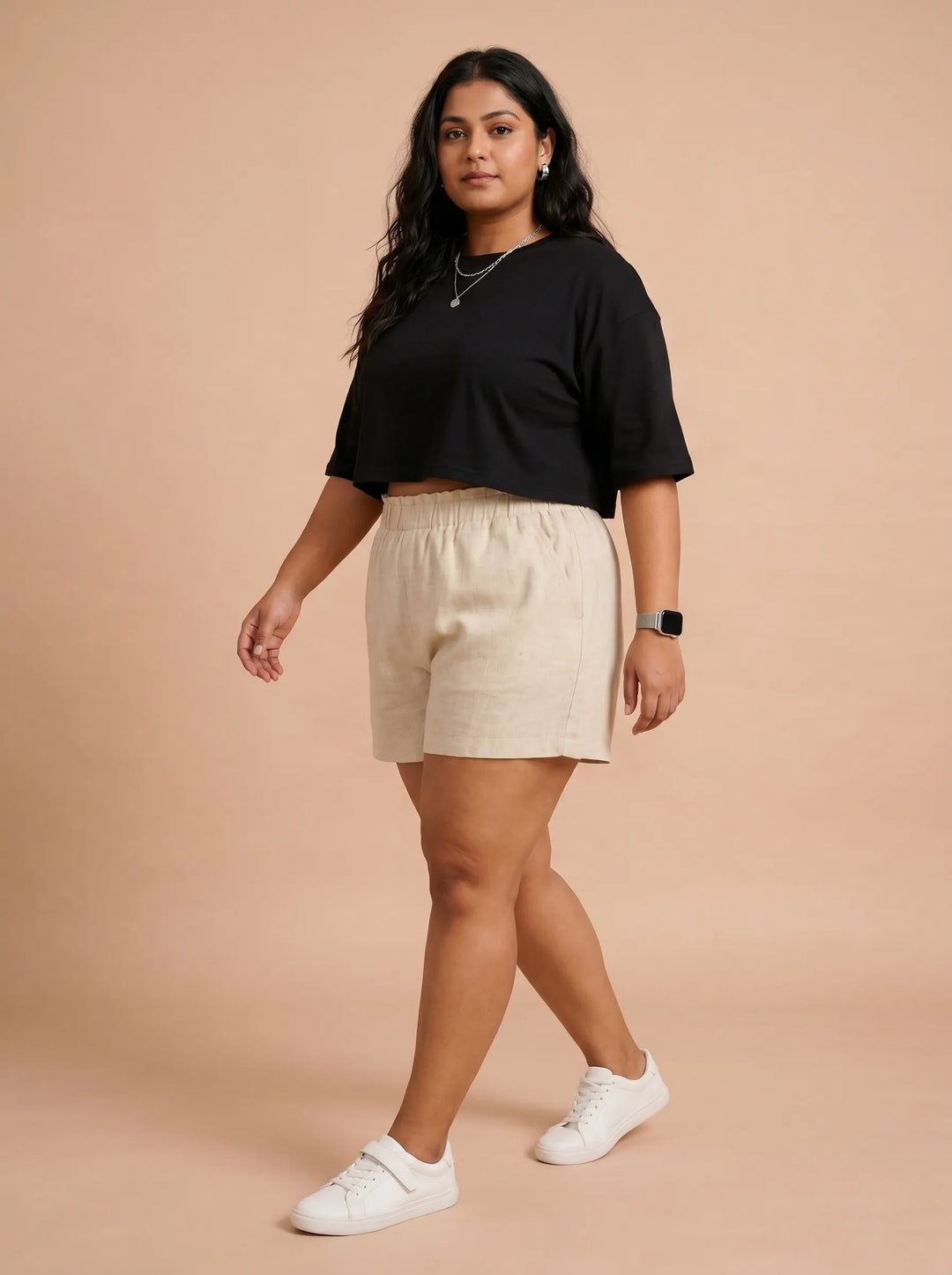 Off White Stylish Cotton Shorts for Women