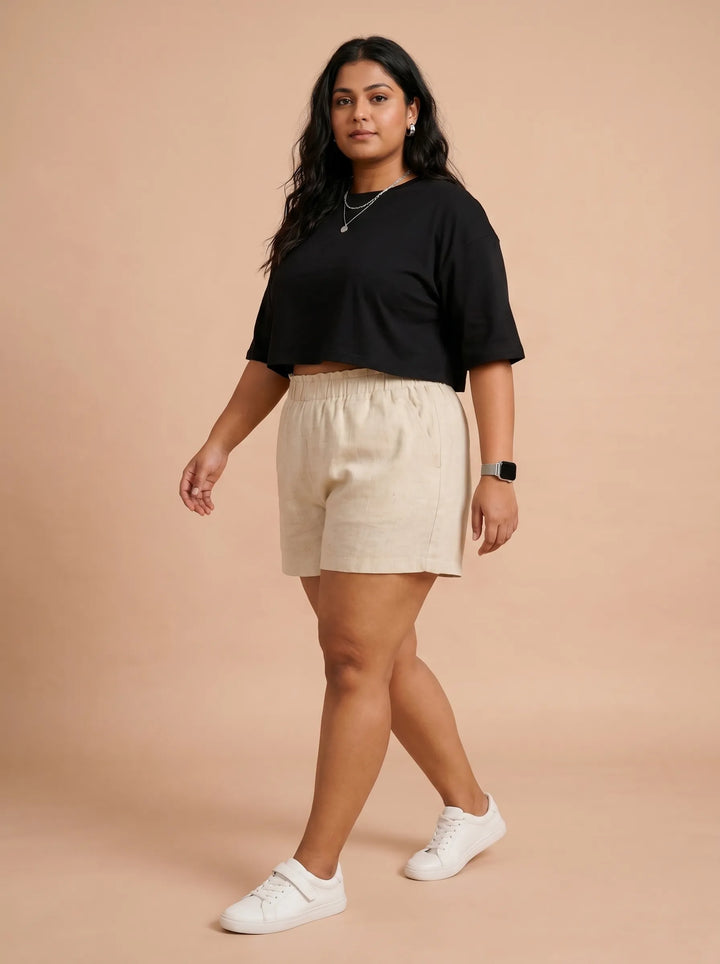 Off White Stylish Cotton Shorts for Women