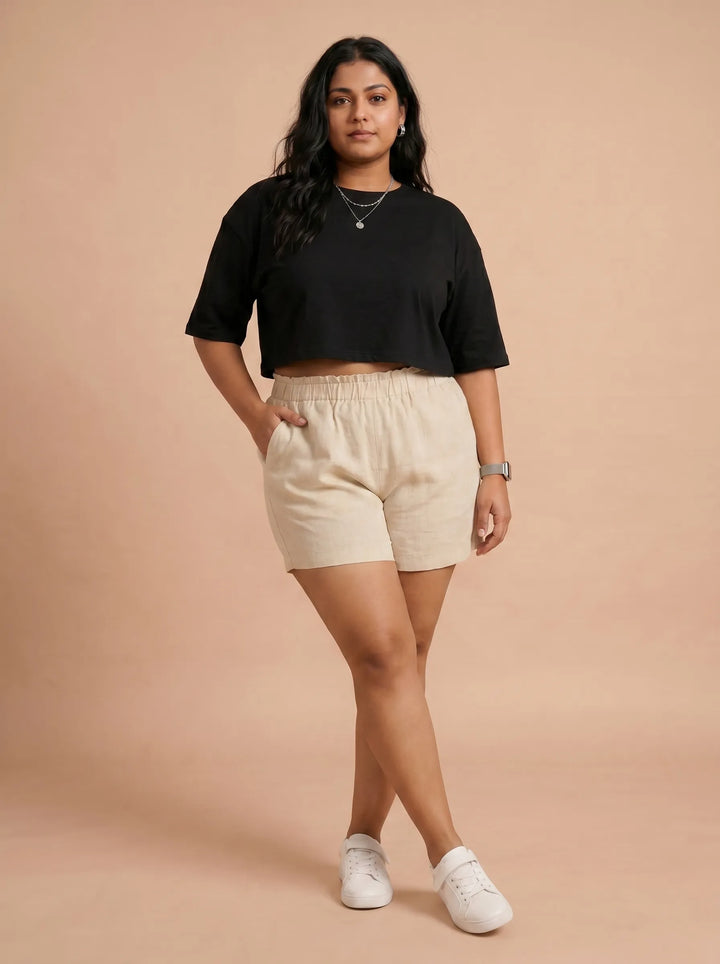 Off White Stylish Cotton Shorts for Women