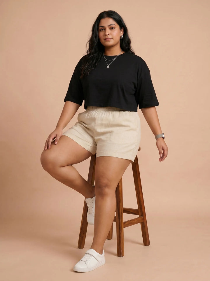 Off White Stylish Cotton Shorts for Women